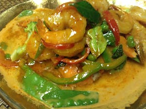Order D5. Goong Choo Chee food online from Bua Thai Restaurant store, Old Orchard Beach on bringmethat.com