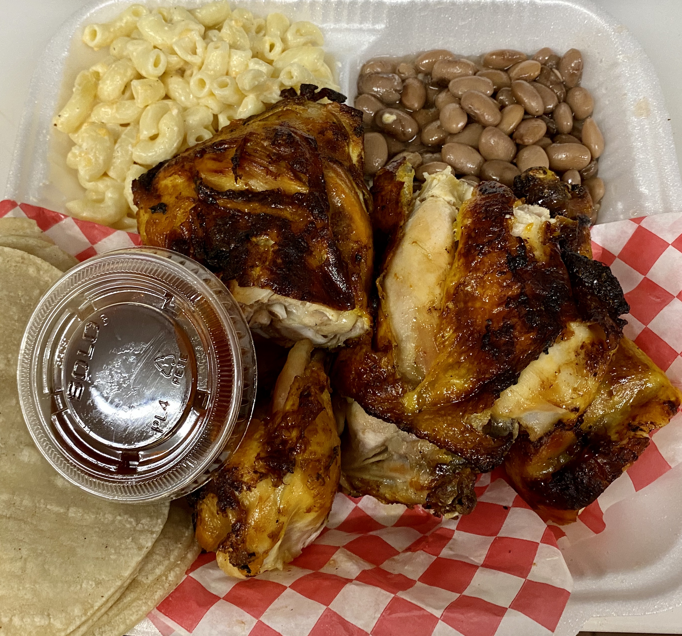 Order 4 Piece BBQ Chicken Plates food online from La Flor Bbq store, Bakersfield on bringmethat.com