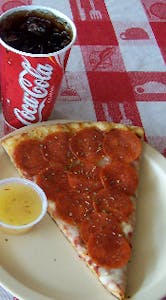 Order Slice of Pepperoni Pizza & Small Soda food online from Massino's Pizzeria store, Aurora on bringmethat.com