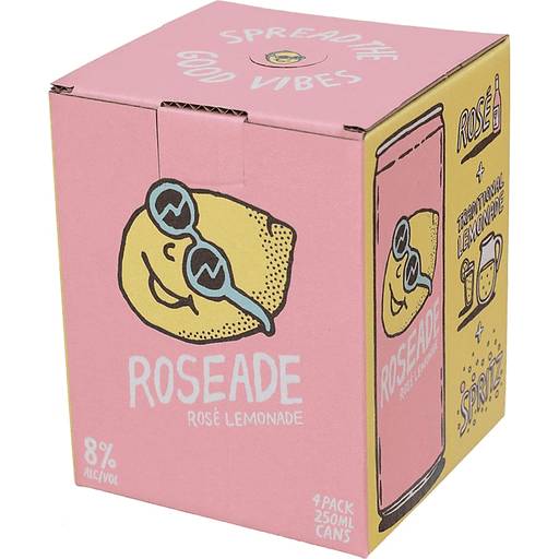 Order Roseade Rose Lemonade Spritzer (4PK 250ML) 138319 food online from Bevmo! store, San Rafael on bringmethat.com