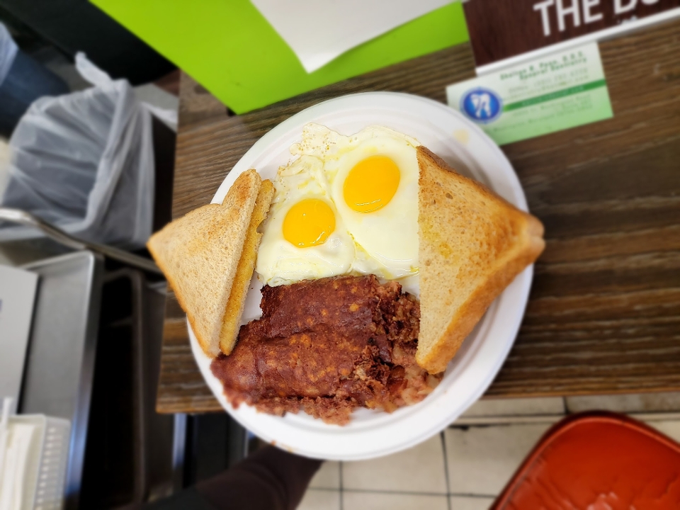 Order CORNED BEEF HASH AND 2 EGGS, Toast & Jelly food online from Steak In A Sack store, Fort Washington on bringmethat.com