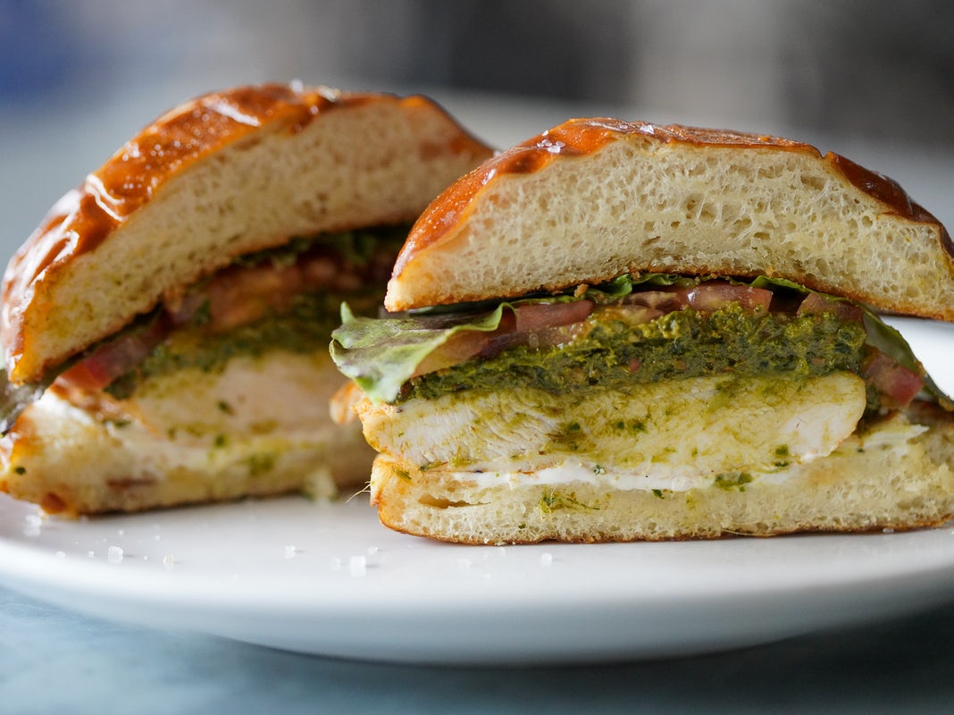 Order Grilled Pesto Chicken Sandwich food online from Dish Society store, Houston on bringmethat.com