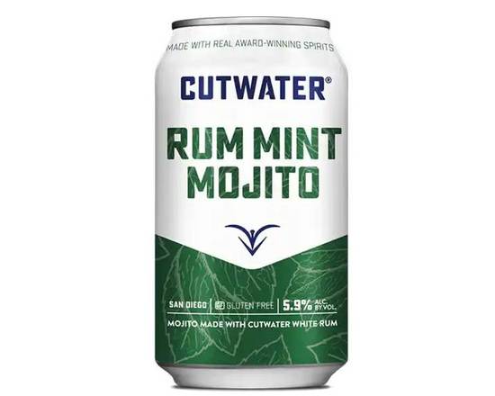 Order Cutwater Rum Mint Mojito, 4pk-12oz can (5.9% ABV) food online from Tenderloin Liquor store, San Francisco on bringmethat.com