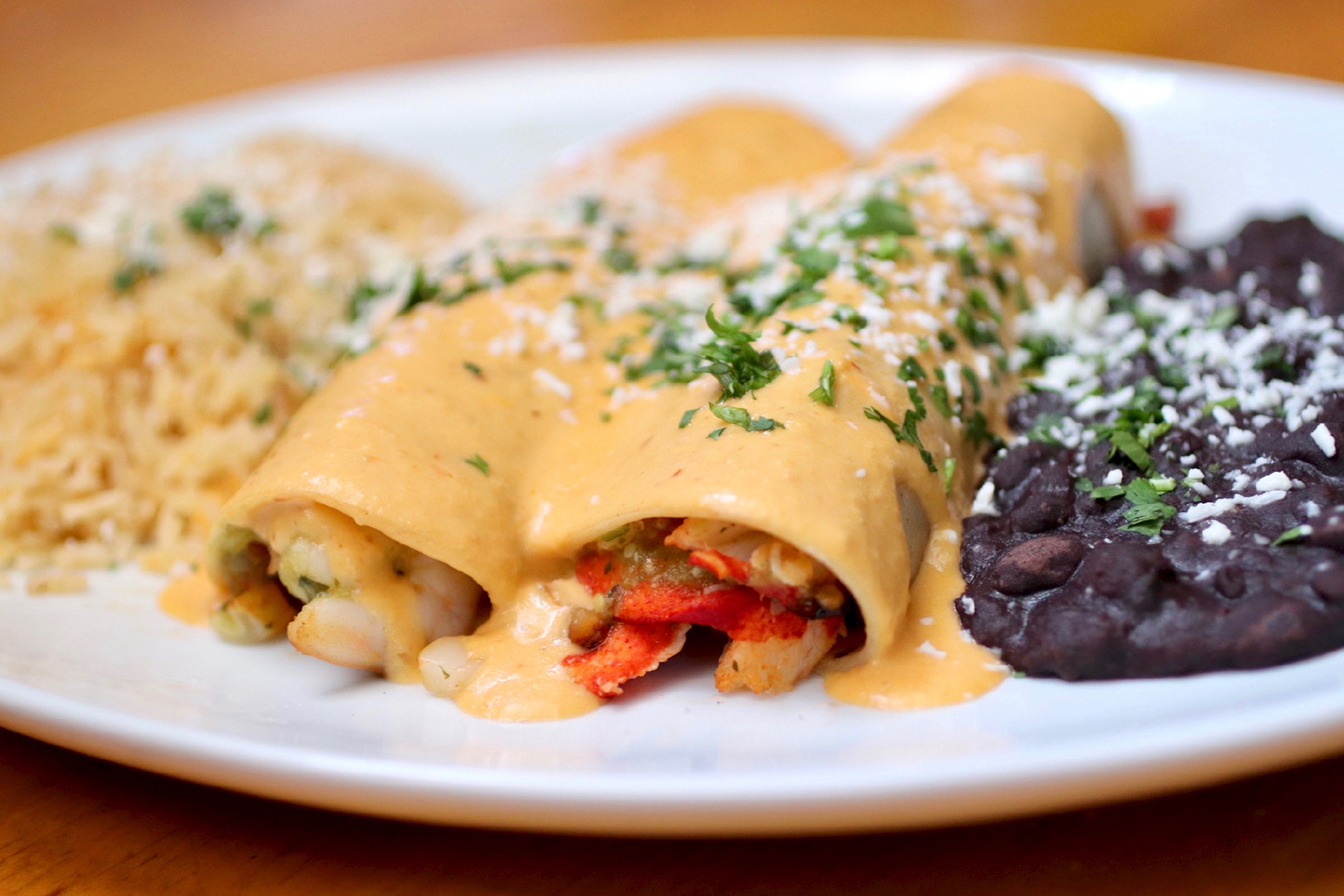 Order Enchiladas Del Mar food online from Little Onion Mexican Restaurant store, Santa Ana on bringmethat.com
