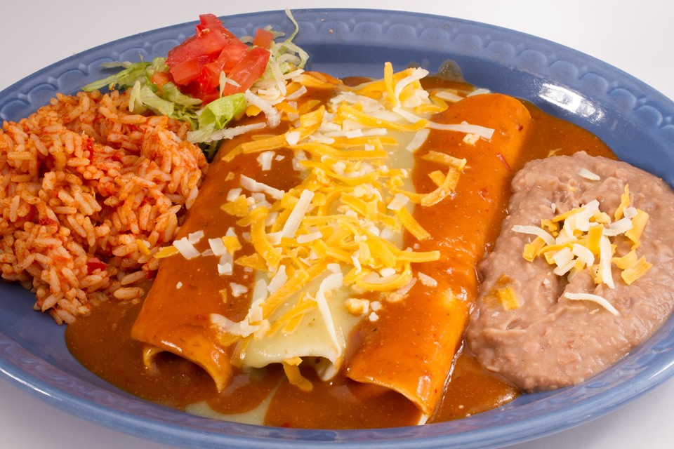 Order Cheese and onion with Red Enchilada Sauce food online from La Paz Mexican Restaurant store, Lincoln on bringmethat.com