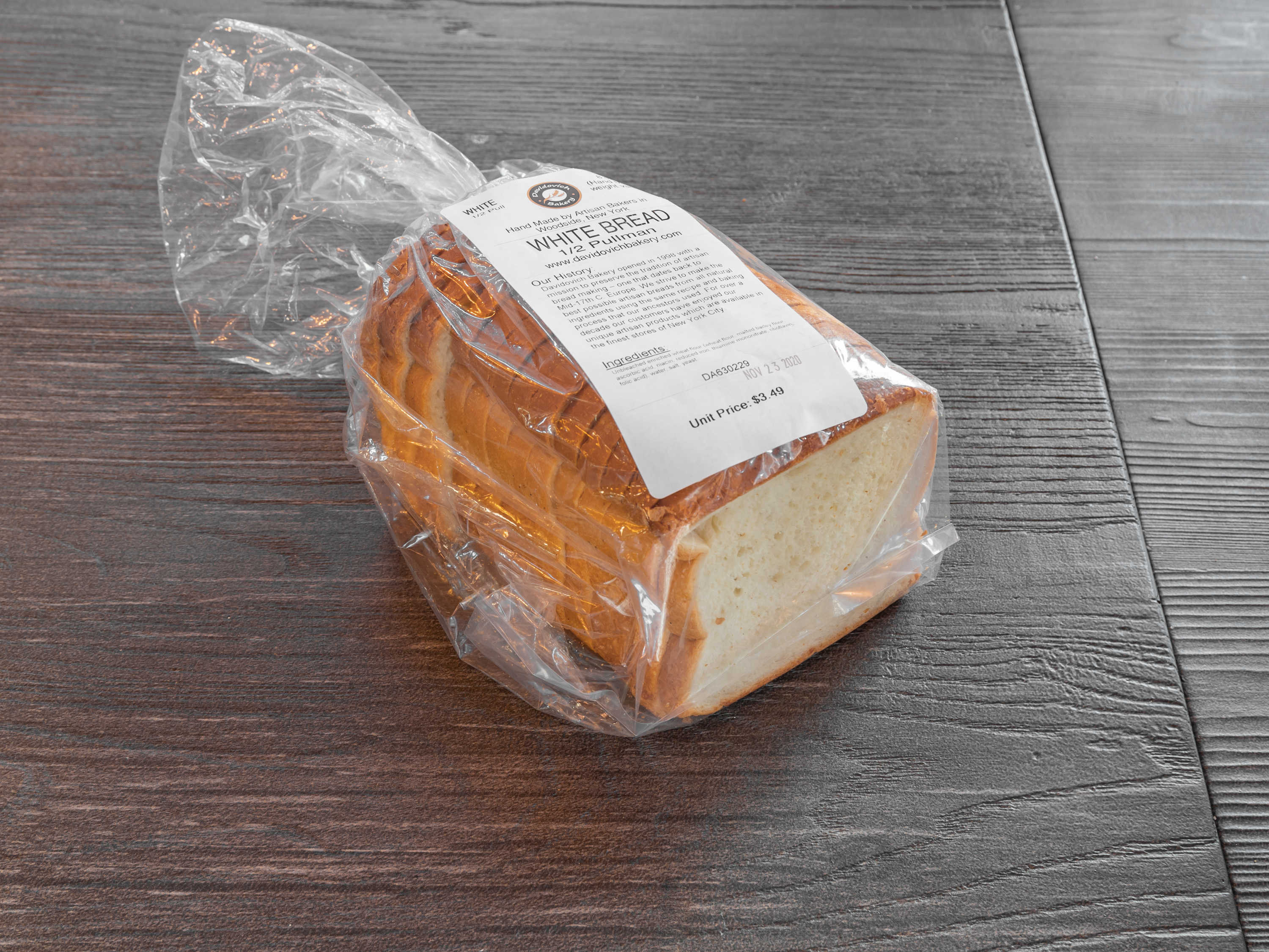 Order White Bread 1/2 Pullman food online from Davidovich bakery catering store, New York on bringmethat.com