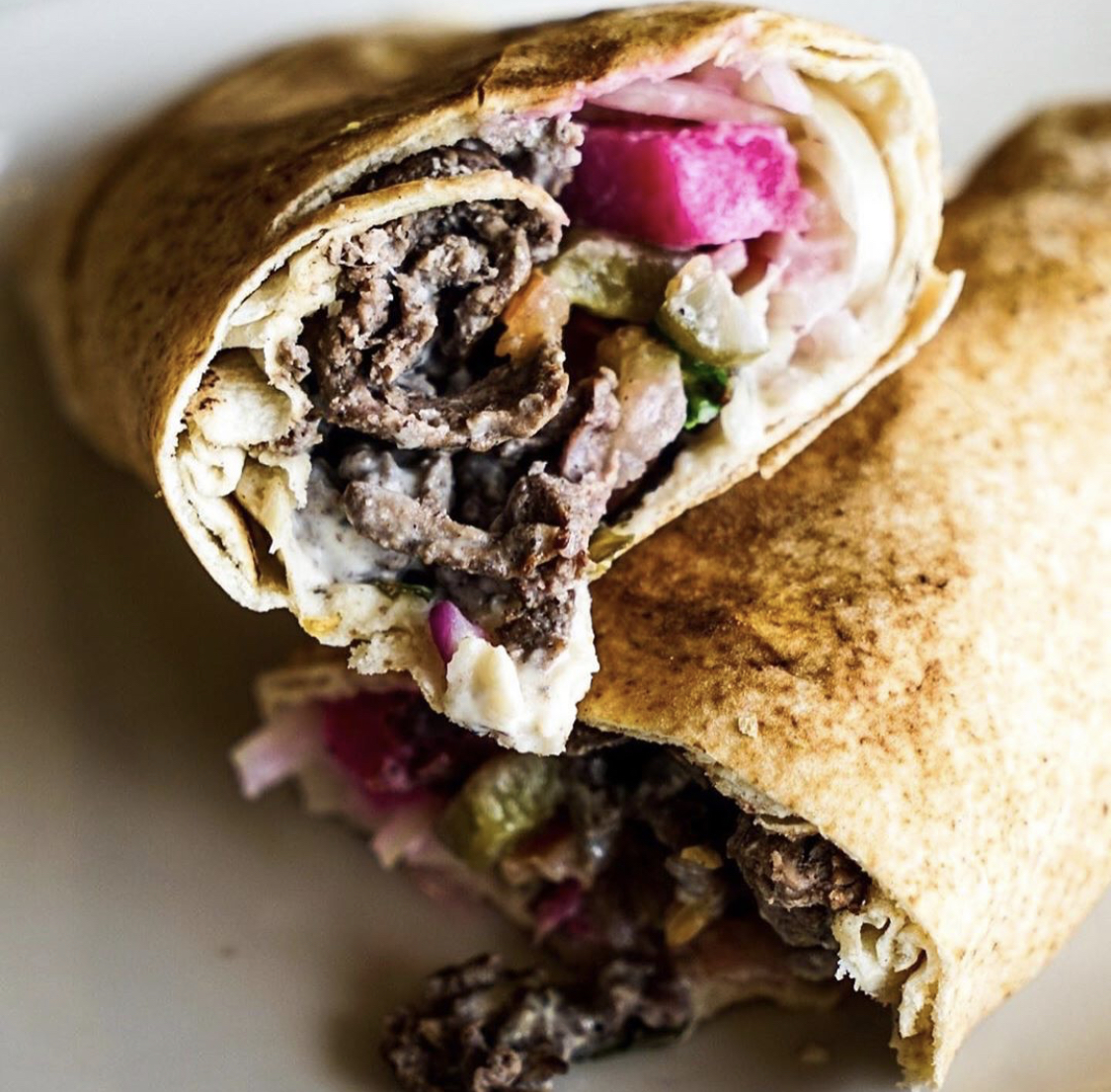 Order Beef Shawarma Rolled food online from Aladdin's Eatery store, Pittsburgh on bringmethat.com