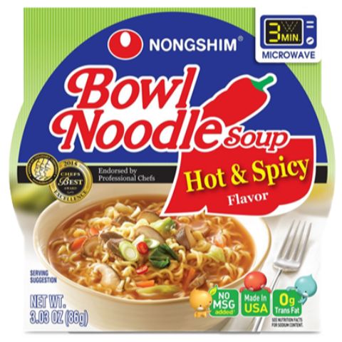 Order NongShim Bowl Noodle Soup, Hot & Spicy 3.03oz food online from 7-Eleven store, West Columbia on bringmethat.com