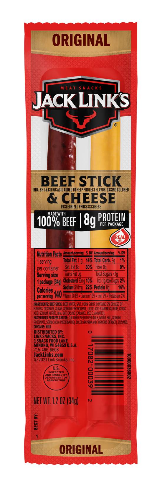 Order Jack Links Beef & Cheese All American (1.2 oz) food online from Rite Aid store, Eugene on bringmethat.com