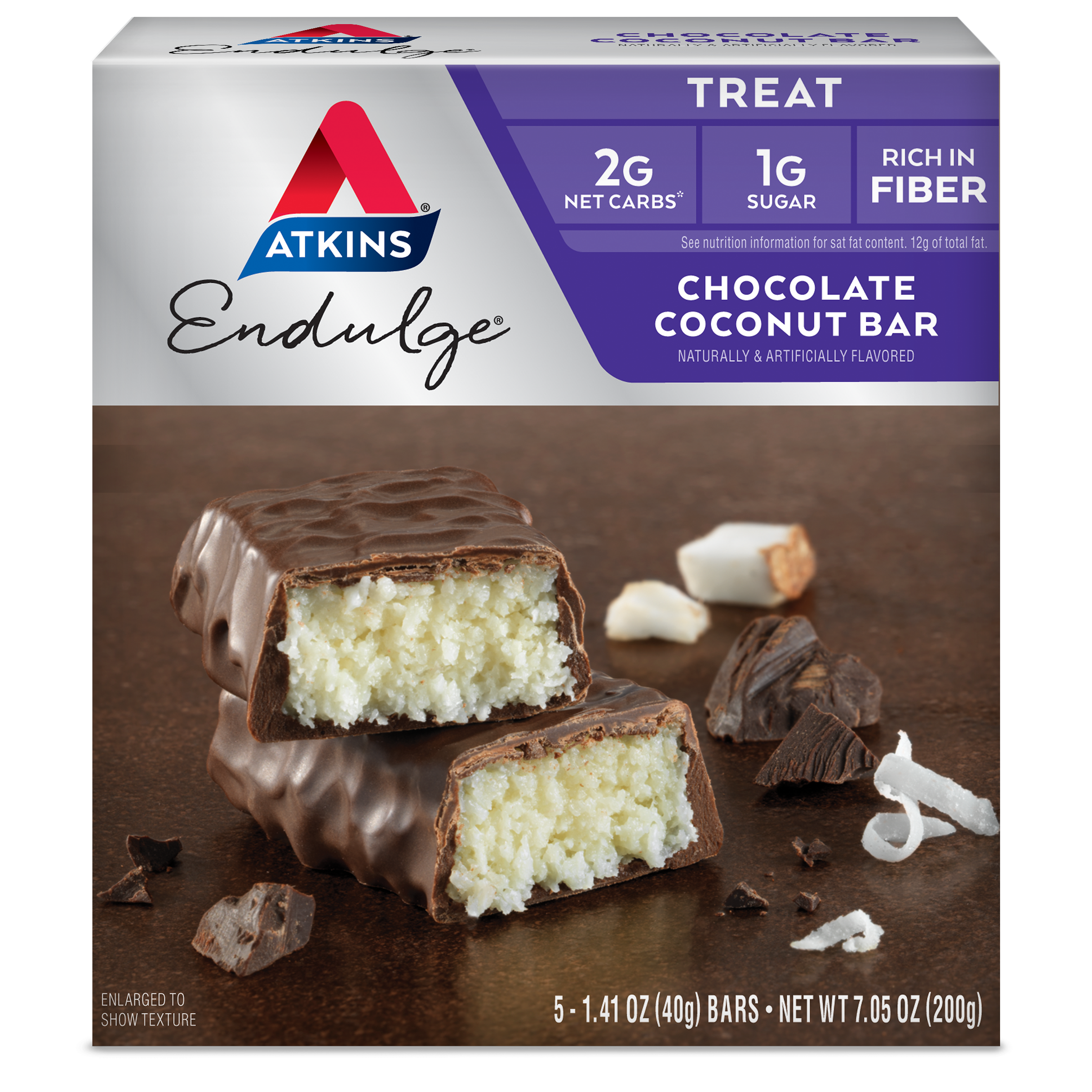Order Atkins Endulge Treat Bar - Chocolate Coconut, 1.41 oz, 5 pk food online from Rite Aid store, Chino Hills on bringmethat.com