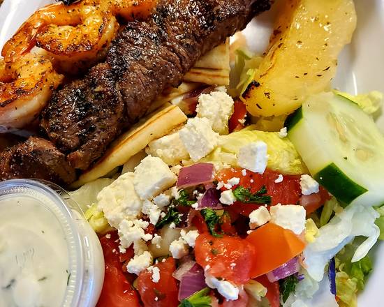 Order Beef and Shrimp Platter food online from It's Greek to Us store, Marietta on bringmethat.com