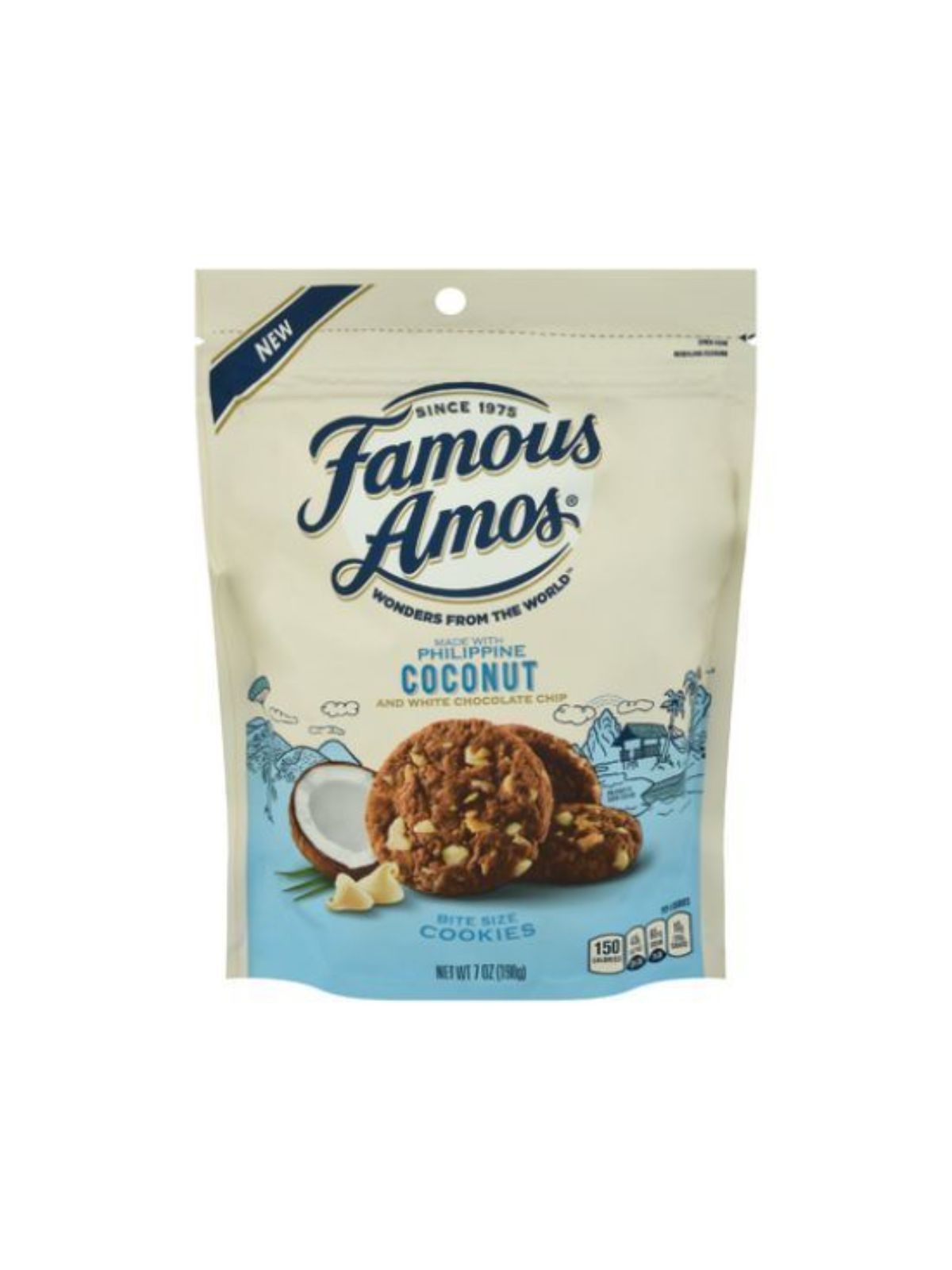 Order Famous Amos Coconut and White Chocolate Cookies (7 oz) food online from Stock-Up Mart store, Houston on bringmethat.com