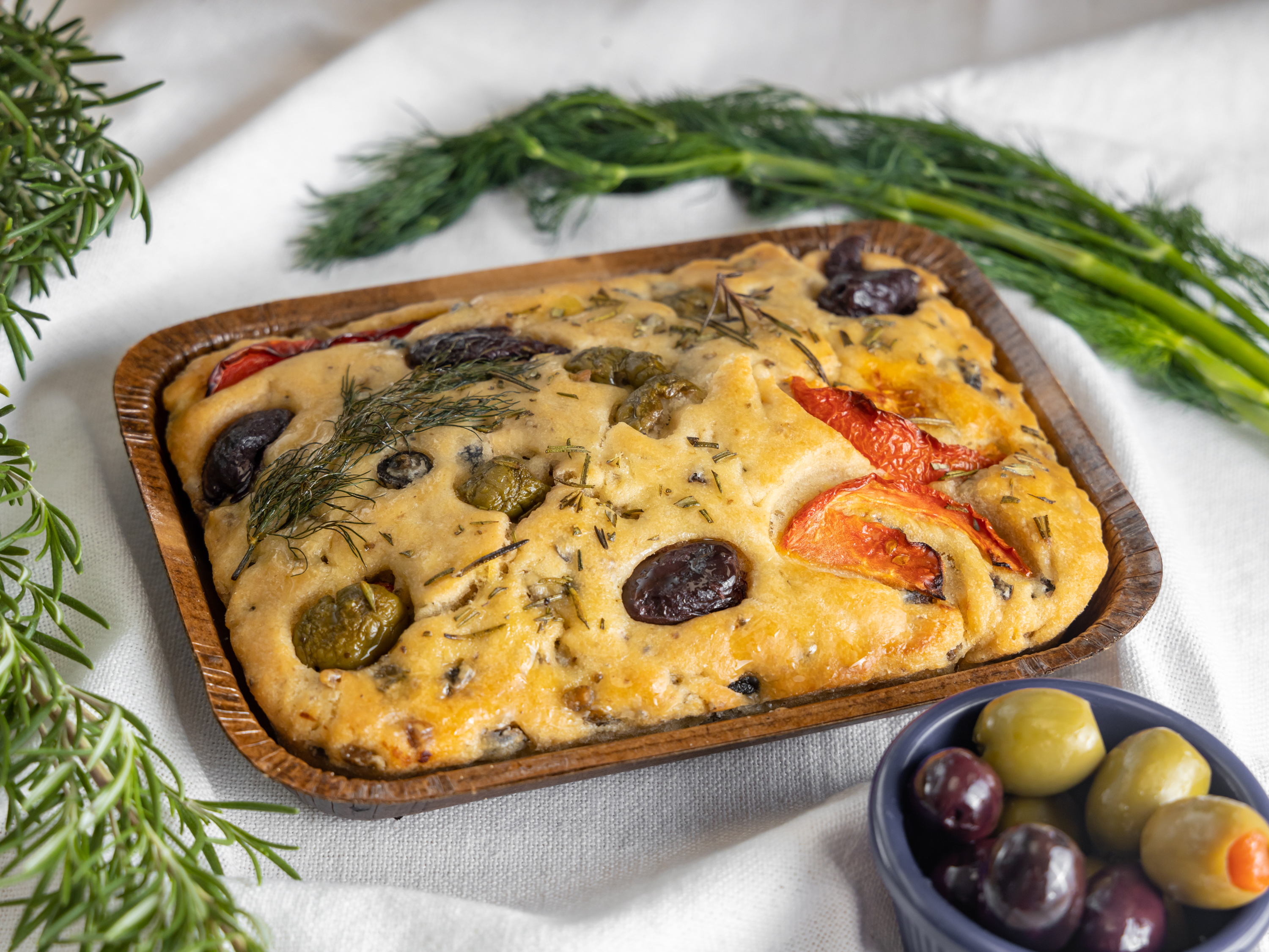 Order Focaccia Filled with Mixed Olives food online from Ebika Kitchen store, Los Angeles on bringmethat.com