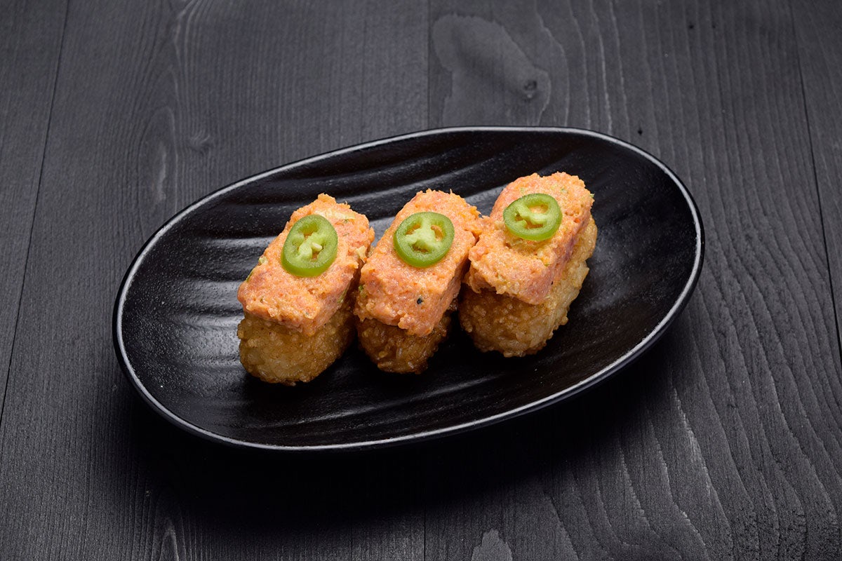 Order Crispy Rice with Spicy Tuna food online from Jinya Ramen Bar store, Athens on bringmethat.com