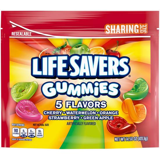 Order Life Savers Gummies 5 Flavors Candy, Sharing Size Bag, 14.5 OZ food online from CVS store, LA QUINTA on bringmethat.com