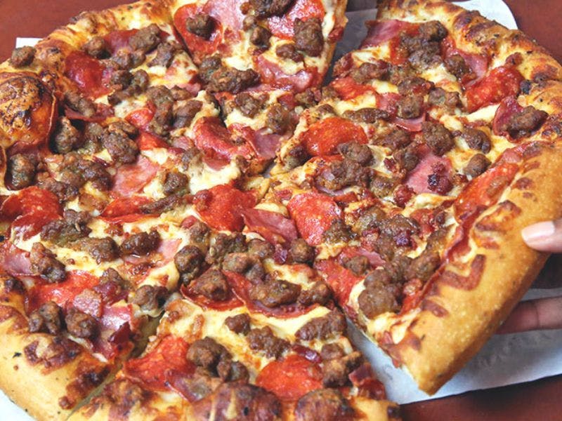 Order Mighty Meaty Pizza - Personal 9'' food online from American Classic Pizzaria store, Billings on bringmethat.com