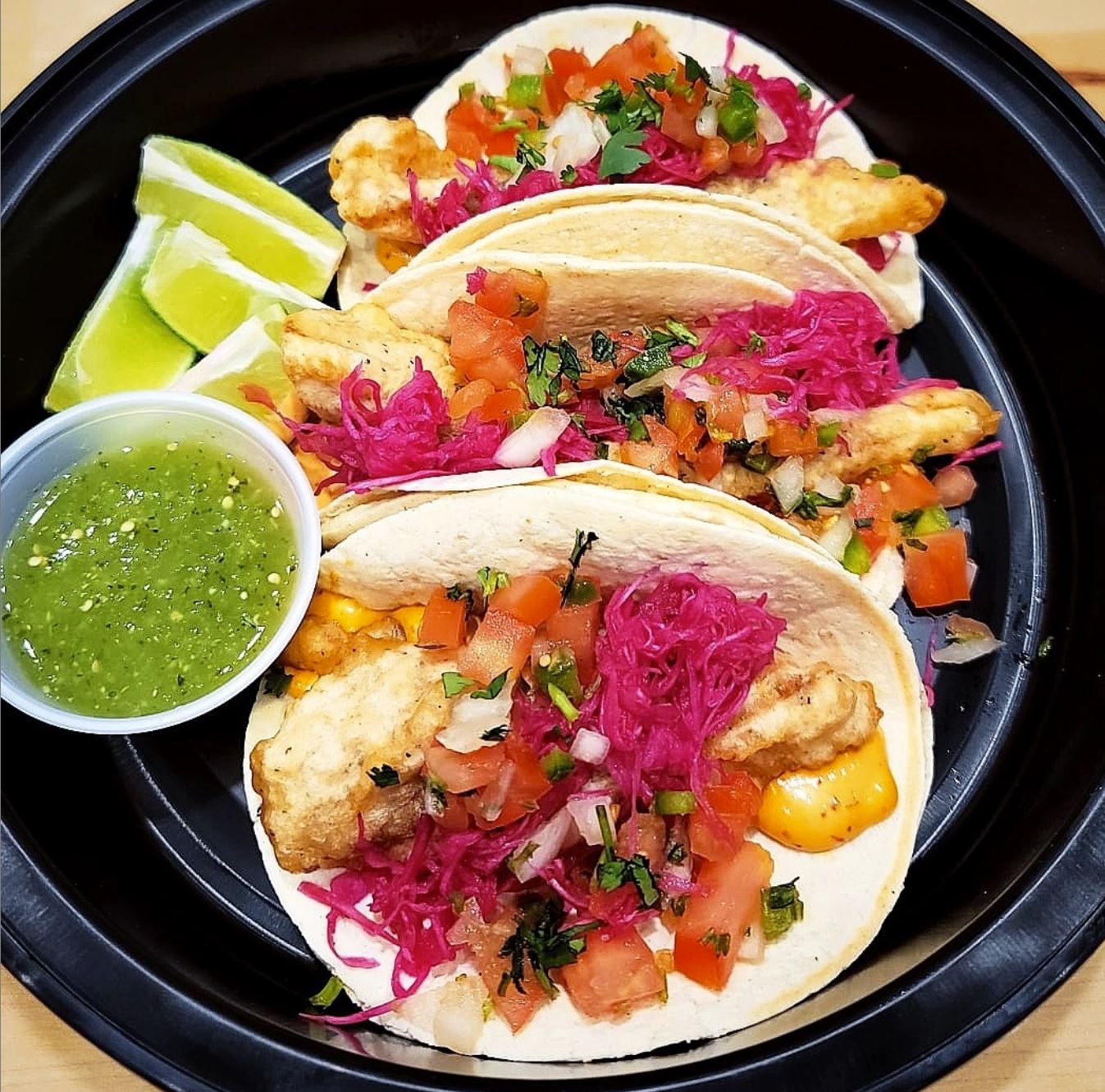 Order Fried Fish Tacos (3pc) food online from Gansevoort Liberty Market store, New York on bringmethat.com