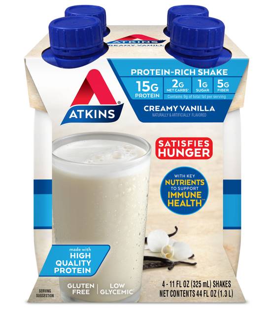 Order Atkins Ready to Drink Protein Shake French Vanilla (11 oz x 4 ct) food online from Rite Aid store, Lockport on bringmethat.com