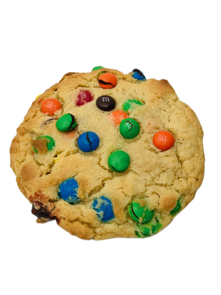 Order Huge Cracked M&M's Chocolate Chip Cookie - Single Cookie food online from Dino's Cookies store, Charlotte on bringmethat.com