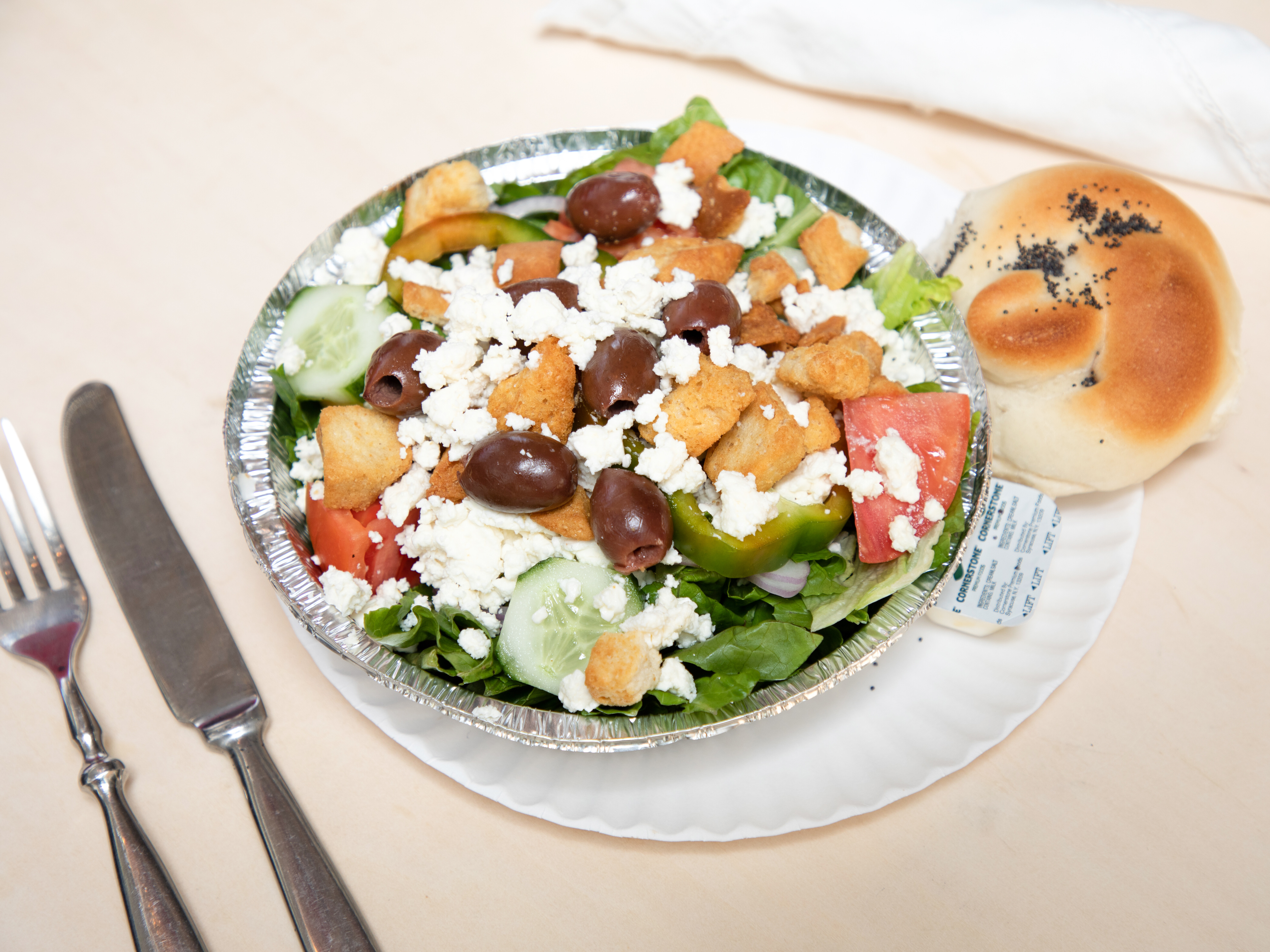 Order Greek Salad food online from High Bridge Pizza store, Schenectady on bringmethat.com