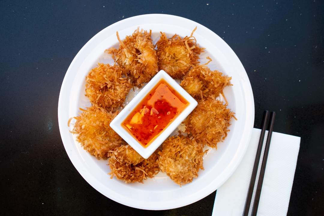 Order Coconut Fried Shrimp (8 pieces) food online from Shandra Thai Cuisine store, Palmdale on bringmethat.com