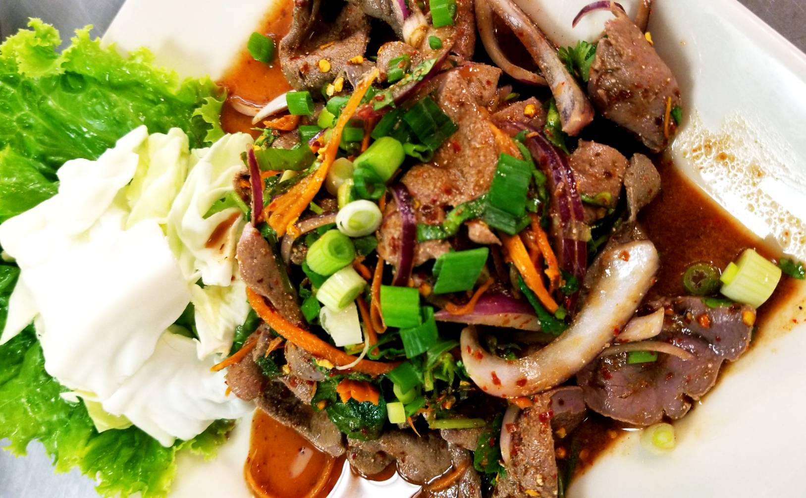 Order 23. Thai Spicy Liver Salad food online from Sizzling Wok store, Long Beach on bringmethat.com