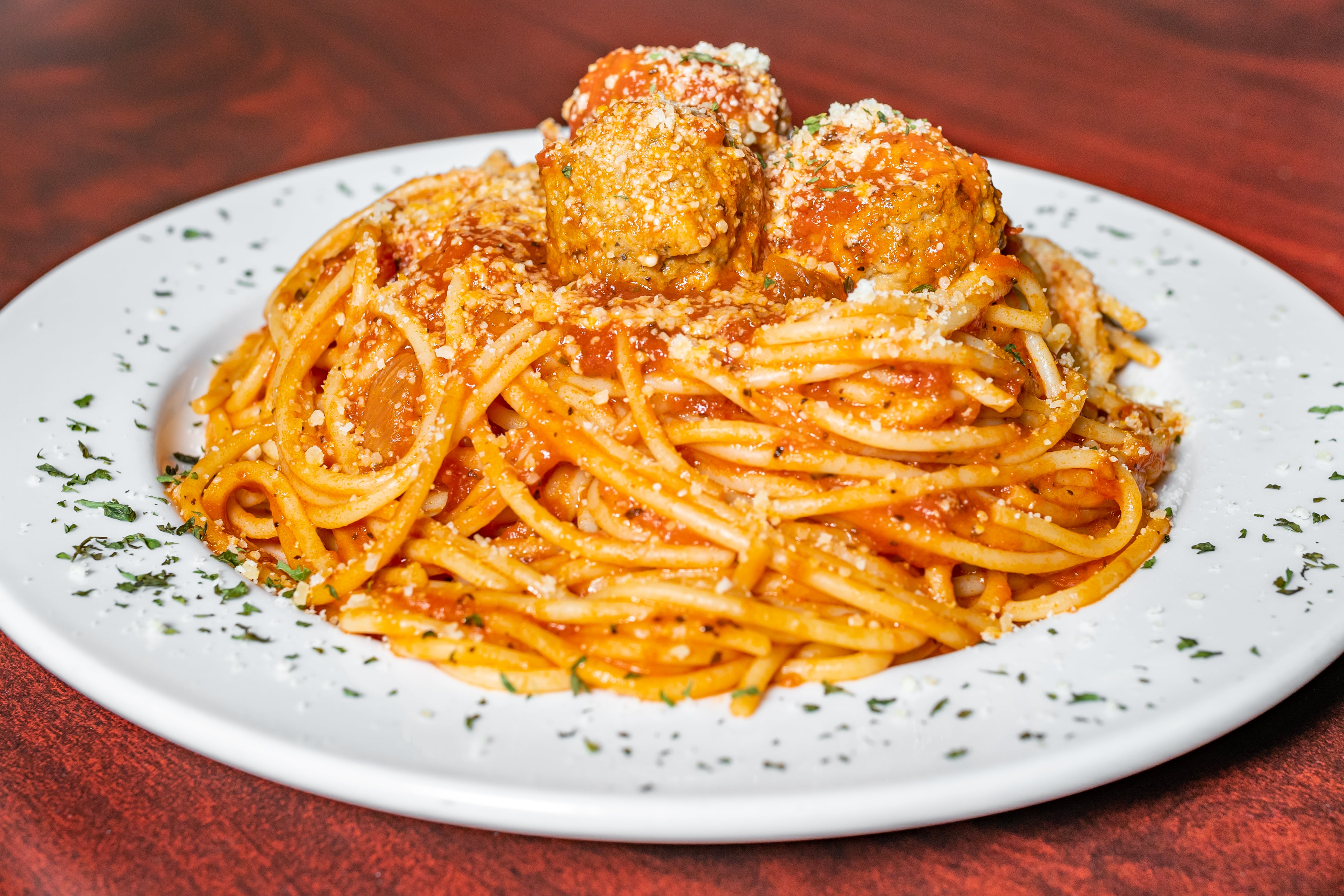 Order Spaghetti with Meatballs - Pasta food online from Manhattan Chicago Pizza Kendall store, Miami on bringmethat.com
