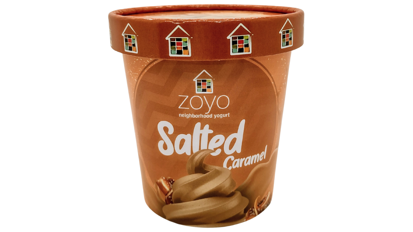 Order Salted Caramel Frozen Yogurt (14oz) food online from Zoyo Frozen Yogurt store, Phoenix on bringmethat.com