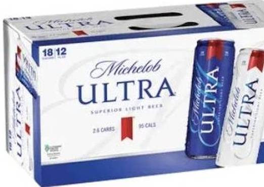 Order Michelob Ultra, 18pk-12oz can beer (4.2% ABV) food online from Cold Spring Liquor store, Liberty Hill on bringmethat.com