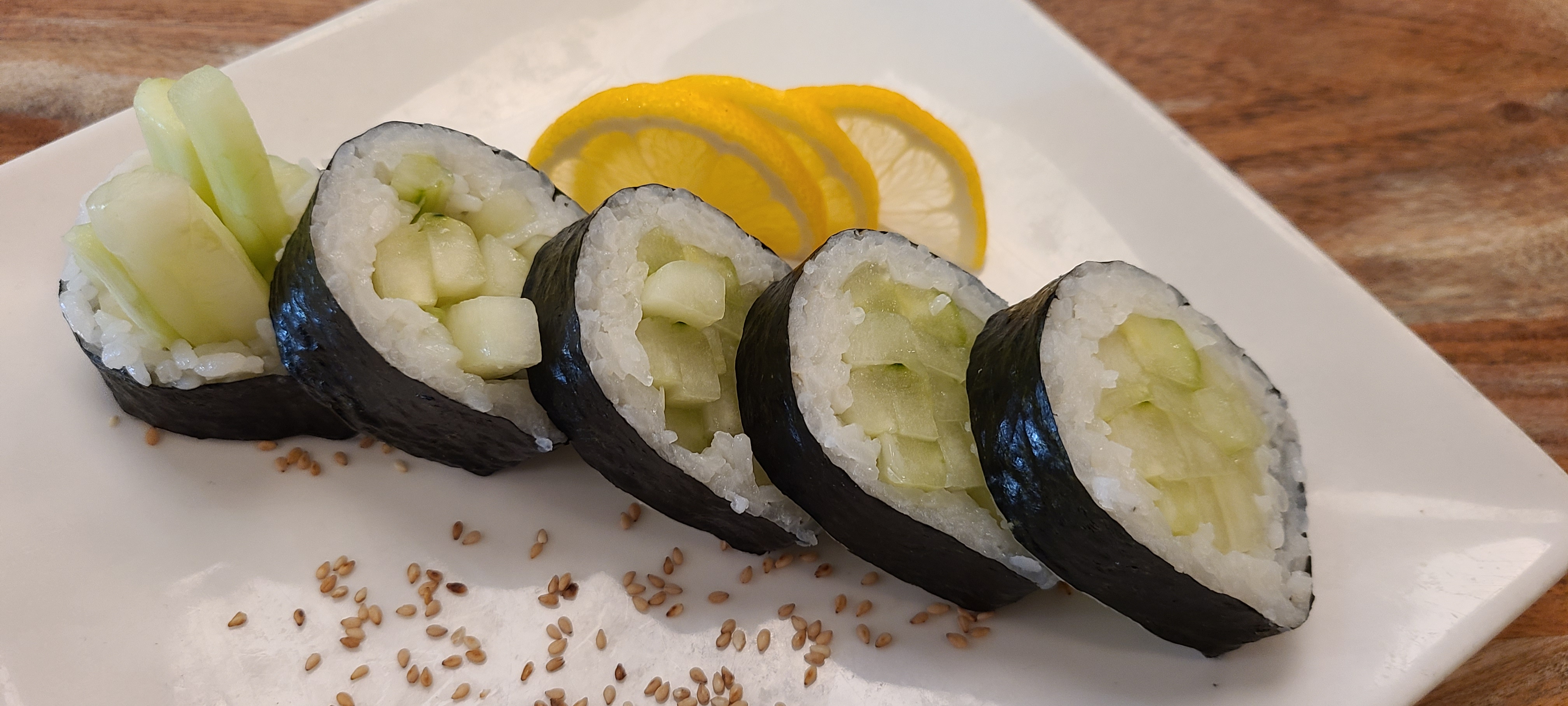 Order V3. Cucumber Roll(5pcs) food online from Hello Sushi store, Fullerton on bringmethat.com