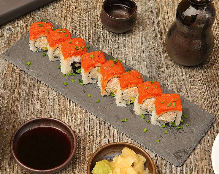Order Red Dragon Roll food online from Trusushi 'n Fish store, Lake Forest on bringmethat.com