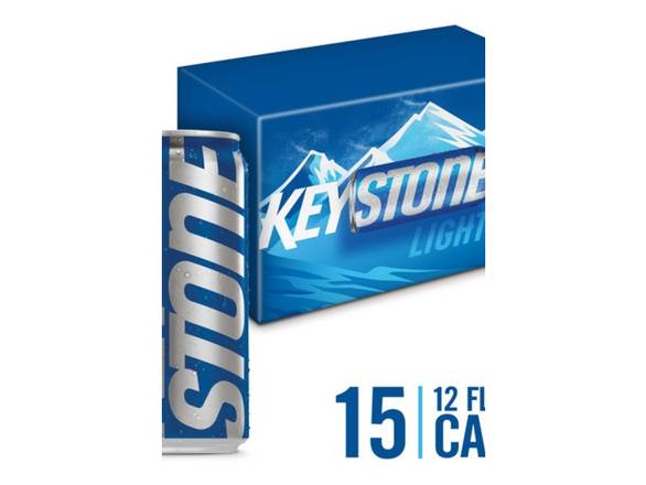 Order Keystone Light American Lager Beer - 15x 12oz Cans food online from American Spirits Beverage Co store, Dallas on bringmethat.com