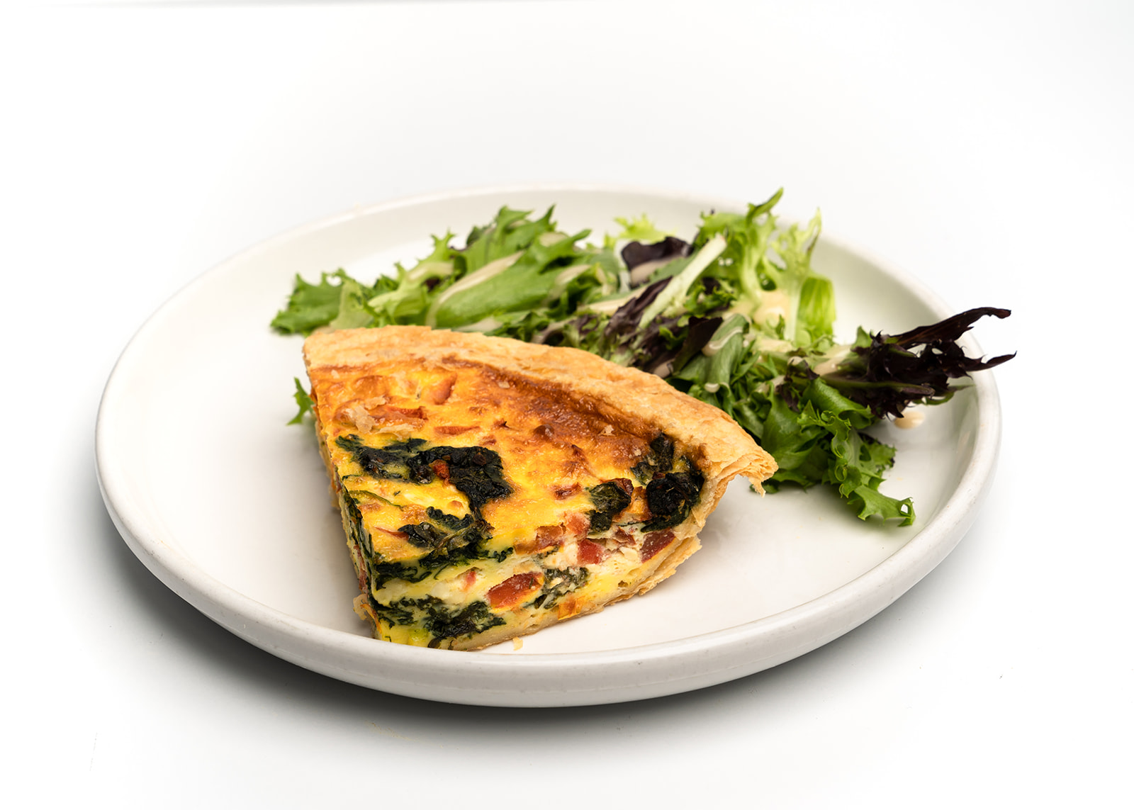 Order Baby Spinich, Tomato and feta Quiche food online from &Grain store, Garwood on bringmethat.com