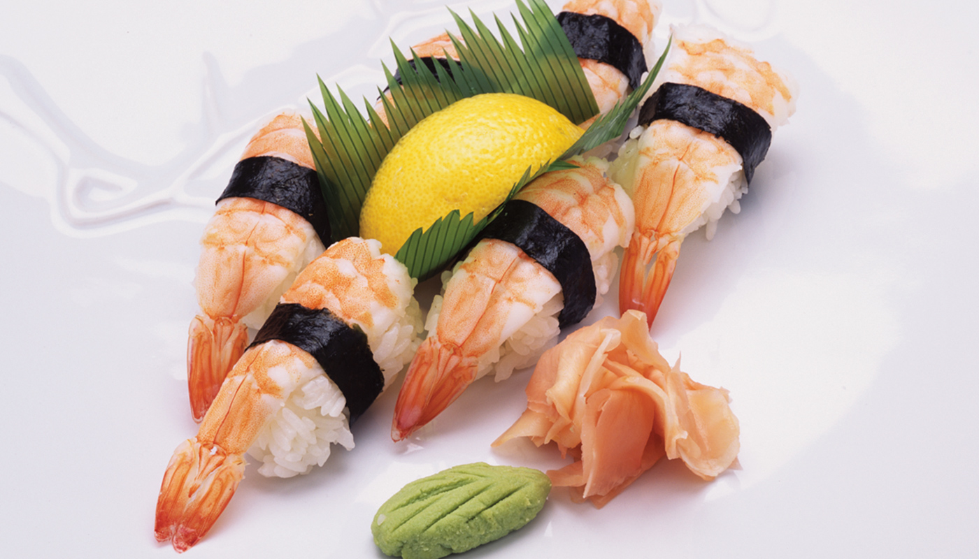 Order D9. Shrimp Sushi food online from Teri Teri Japanese Restaurant store, Union City on bringmethat.com