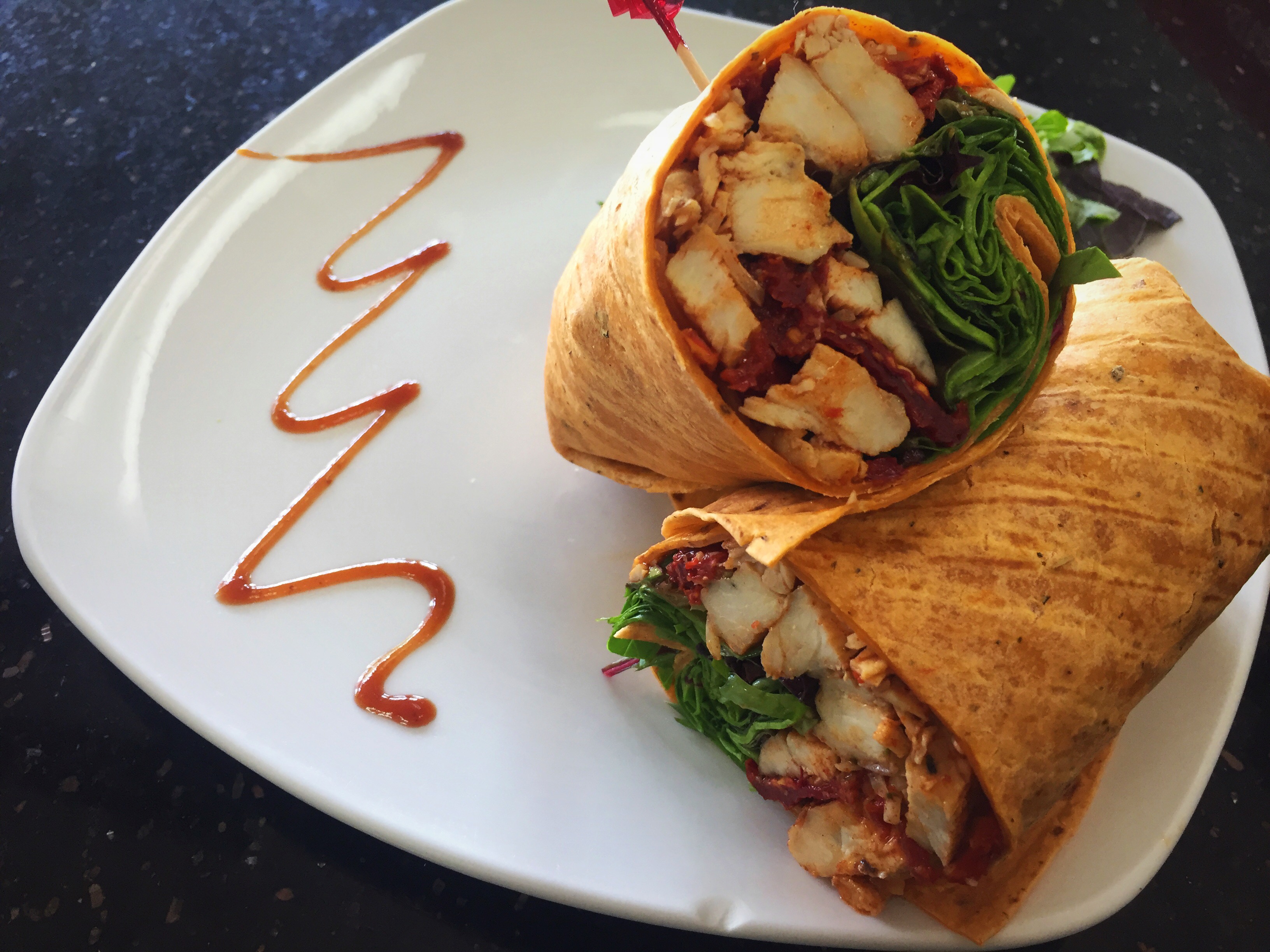 Order Mediterranean Grilled Chicken Wrap food online from Healthy Garden & Gourmet Pizza store, Collingswood on bringmethat.com