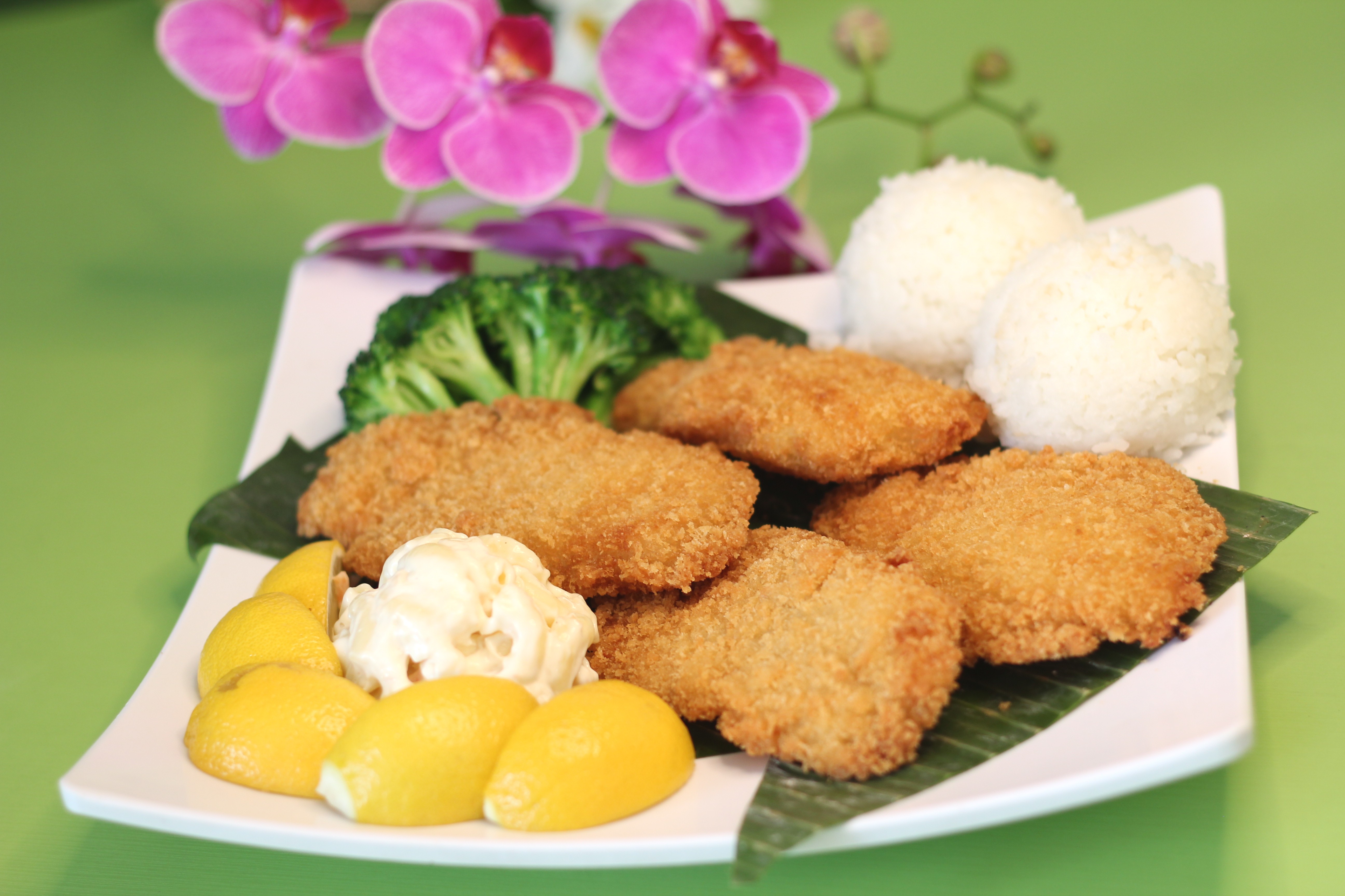 Order Island White Fish food online from Sunshine Hawaiian Bbq store, Lodi on bringmethat.com