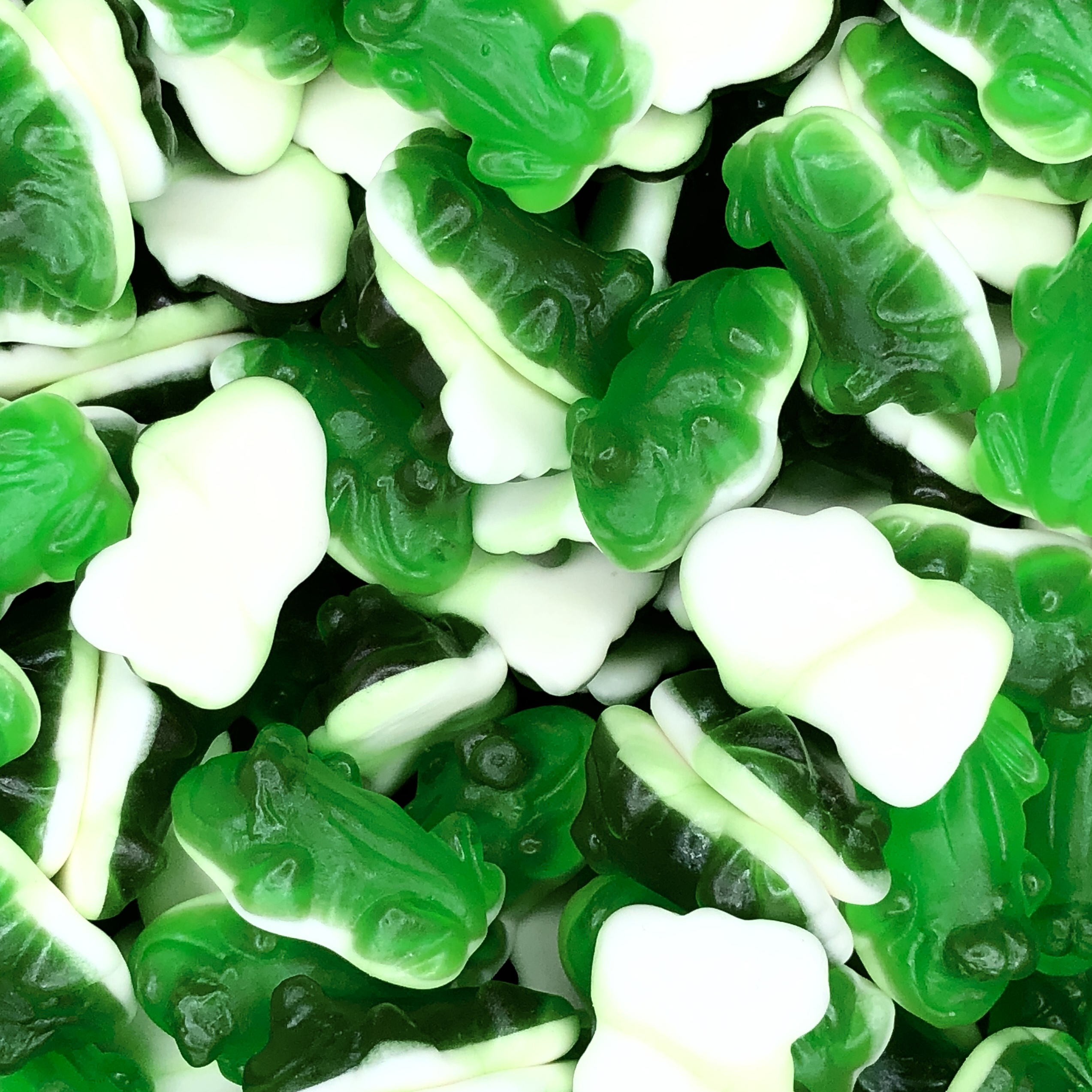 Order Green & White Gummi Frogs food online from Naper Nuts & Sweets store, Naperville on bringmethat.com