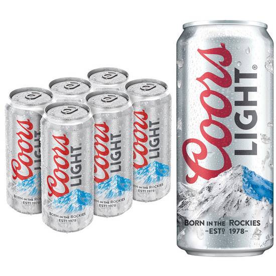 Order Coors Light, 6pk-16oz can beer (4.2% ABV) food online from Mimi Liquor store, Joliet on bringmethat.com