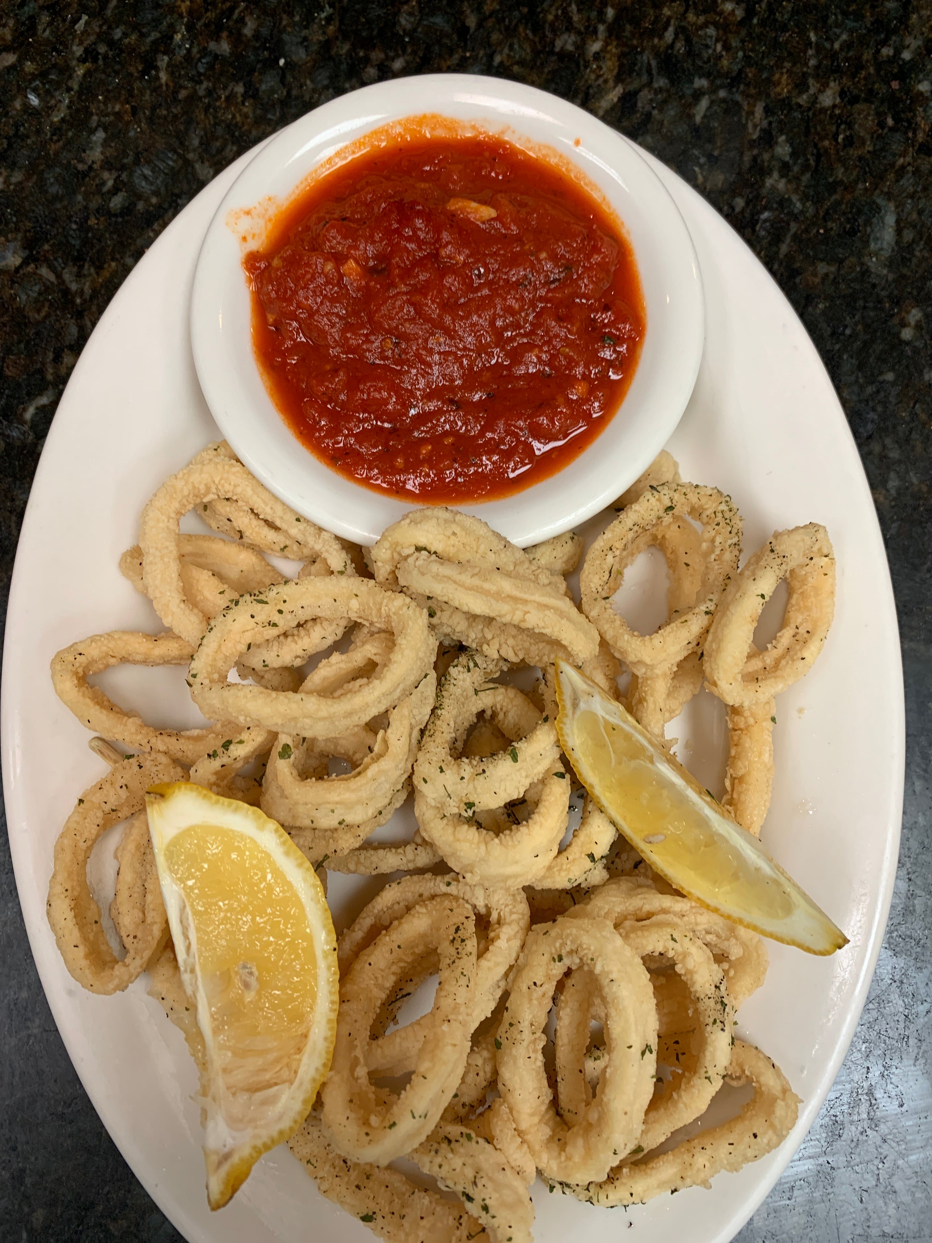 Order Fried Calamari - Hot Appetizers food online from La Casa Pizza & Restaurant store, Westfield on bringmethat.com