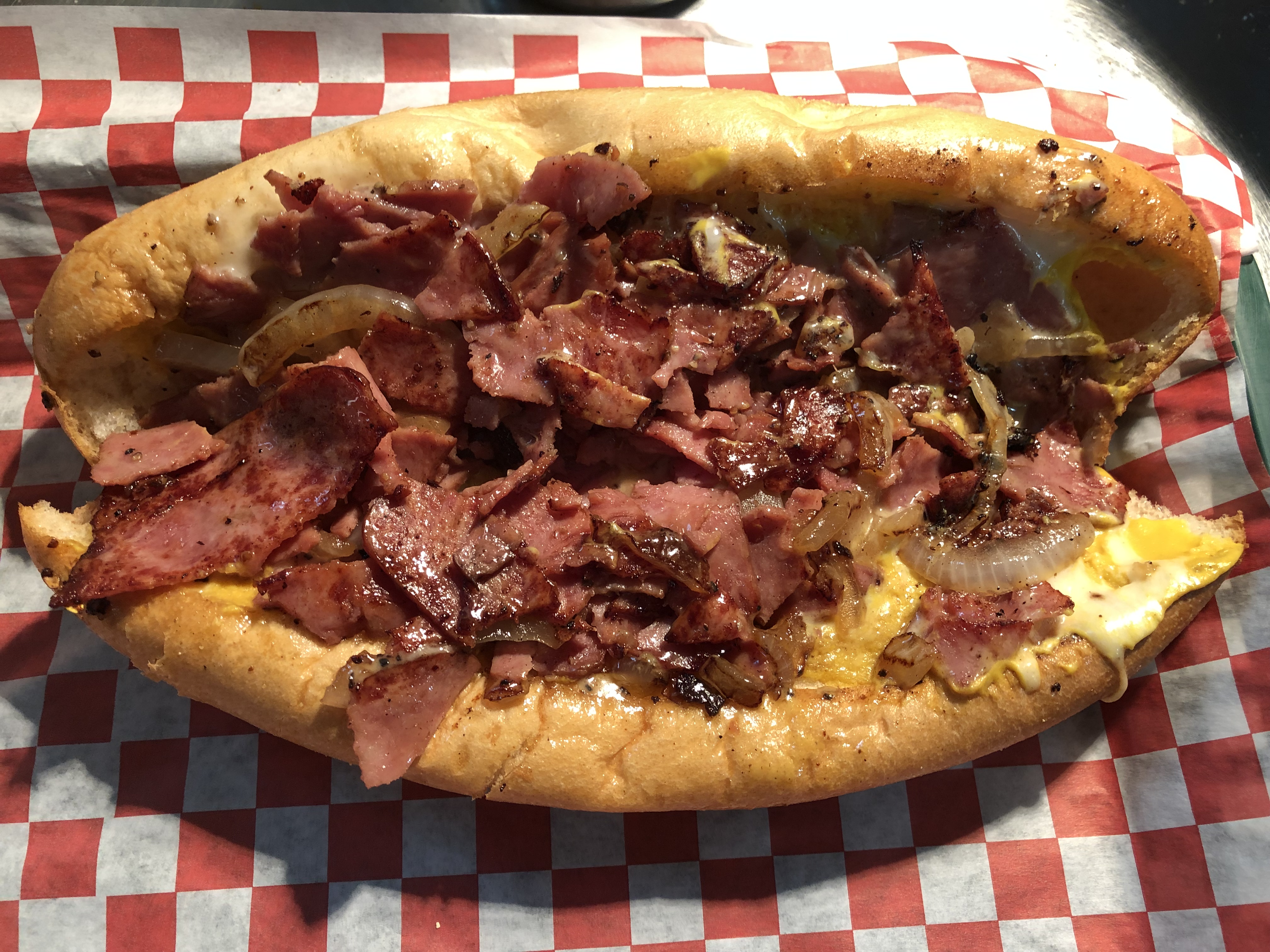 Order 26. Hot Pastrami Sandwich food online from Big Tony's West Philly Cheesesteaks store, Dallas on bringmethat.com
