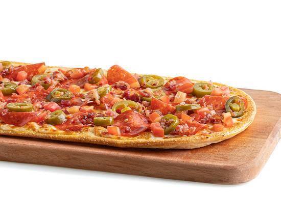 Order Fiery Pepperoni Bacon Flatbread food online from Pizza Guys store, Corona on bringmethat.com