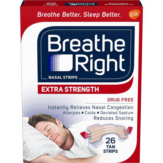 Order Breathe Right Nasal Strips Extra Strength Tan (26 ct) food online from Rite Aid store, Cortland on bringmethat.com