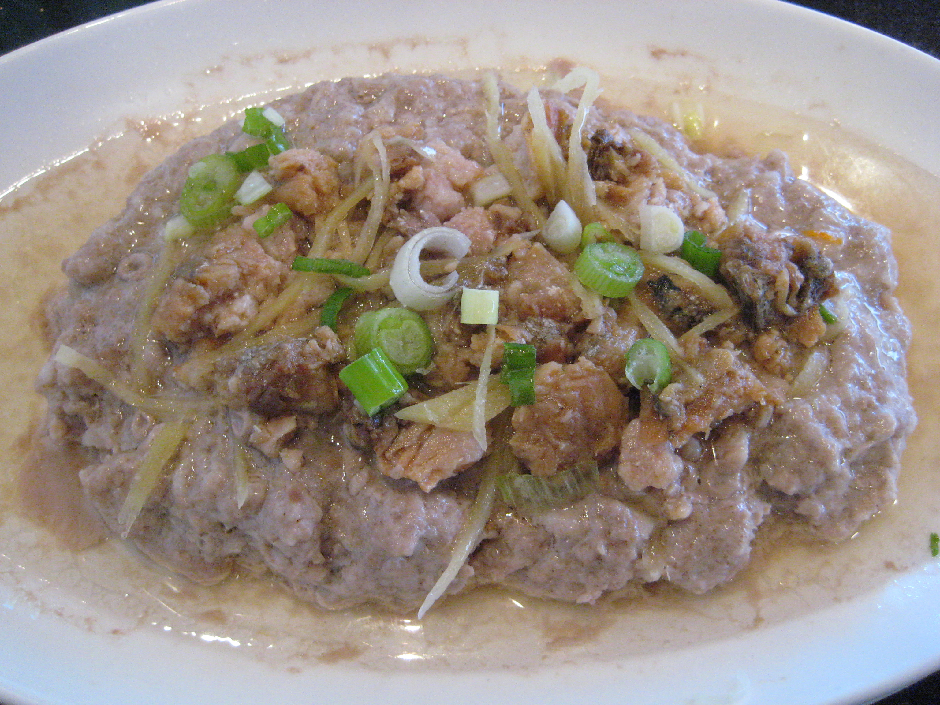 Order Steamed Minced Port with Salted Fish 咸魚蒸肉餅 food online from Street Food Cafe store, San Mateo on bringmethat.com
