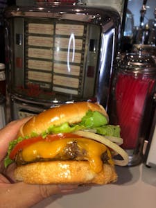 Order Cheeseburger food online from Cafe 50's (west la) store, Los Angeles on bringmethat.com