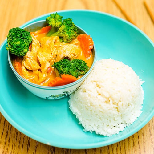 Order Panang Curry Rice Plate food online from Thainery store, San Francisco on bringmethat.com