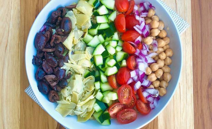 Order Mediterranean Quinoa Power Salad (Vegan) food online from Foode Cafe store, Vancouver on bringmethat.com