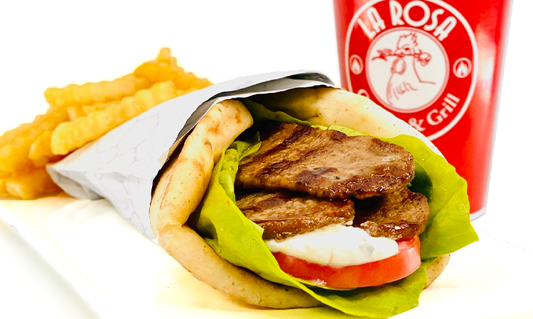 Order 8. Beef Gyro Pita Combo food online from La Rosa Chicken & Grill store, Tinton Falls on bringmethat.com