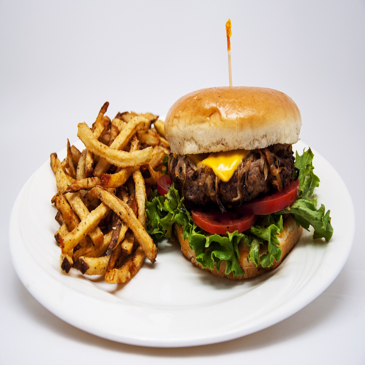 Order Silver Star Burger With Fries food online from Old Princeton Landing store, Half Moon Bay on bringmethat.com