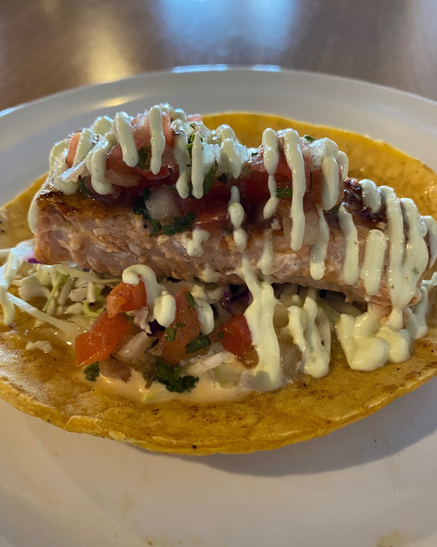 Order Salmon Taco food online from The Galley Fish Tacos store, Victorville on bringmethat.com