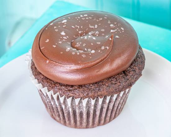 Order Jumbo GIANT Salted Chocolate Caramel Cupcake food online from The Flying Cupcake Bakery store, Indianapolis on bringmethat.com
